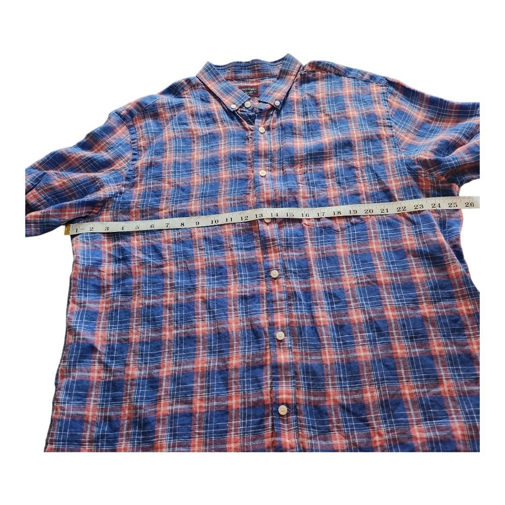 UNTUCKit Shirt Mens Medium Blue Plaid 100% Linen‎ Button Down Size XXL Pink - Picture 4 of 9